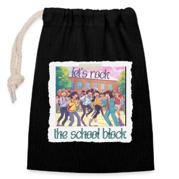 let s rock the school block - Closable cotton gift bag (14x20cm) - black - Front