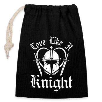 Love like a knight - Verschließbarer Geschenkbeutel aus Baumwolle (14x20cm) - Schwarz - Vorne