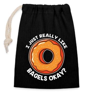 Bagel Bagels - Verschließbarer Geschenkbeutel aus Baumwolle (14x20cm) - Schwarz - Vorne