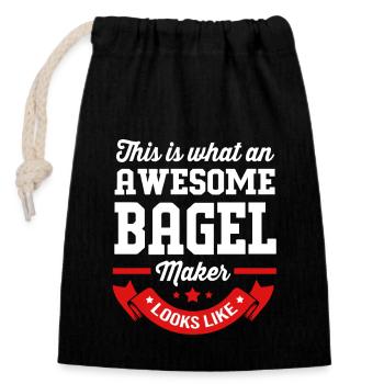 Bagel - Verschließbarer Geschenkbeutel aus Baumwolle (14x20cm) - Schwarz - Vorne