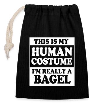 Bagel - Verschließbarer Geschenkbeutel aus Baumwolle (14x20cm) - Schwarz - Vorne