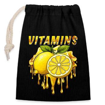 LEMON VITAMINS - Closable cotton gift bag (14x20cm) - black - Front