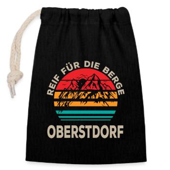Oberstdorf Ready for the mountains - Closable cotton gift bag (14x20cm) - black - Front