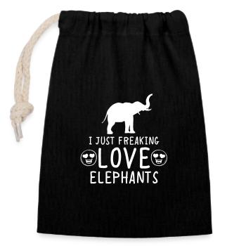 J’adore juste les éléphants humour drôle animal - Sac cadeau en coton avec cordon (14 x 20 cm) - noir - Devant