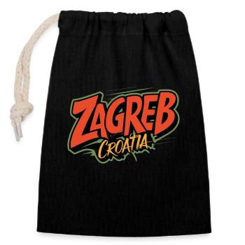 Zagreb Croatia Souvenir - Verschließbarer Geschenkbeutel aus Baumwolle (14x20cm) - Schwarz - Vorne