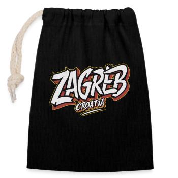 Zagreb Croatia Souvenir - Verschließbarer Geschenkbeutel aus Baumwolle (14x20cm) - Schwarz - Vorne