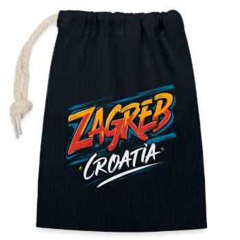 Zagreb Croatia Souvenir Artwork - Closable cotton gift bag (14x20cm) - navy - Front