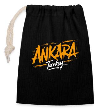 Ankara Turkey Souvenir - Closable cotton gift bag (14x20cm) - black - Front