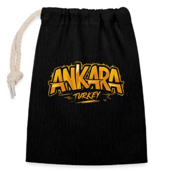 Ankara Turkey Souvenir Lettering - Closable cotton gift bag (14x20cm) - black - Front