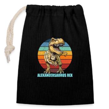 Alexandersaurus Rex Tyrannosaurus Rex - Closable cotton gift bag (14x20cm) - black - Front