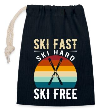 Ski Fast, Ski Hard, Ski Free. - Verschließbarer Geschenkbeutel aus Baumwolle (14x20cm) - Navy - Vorne