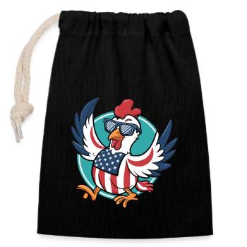 Patriotisches USA Huhn - Verschließbarer Geschenkbeutel aus Baumwolle (14x20cm) - Schwarz - Vorne
