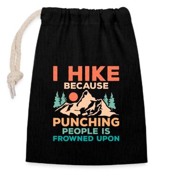 I Hike Because Punching People Is Frowned Upon Hik - Verschließbarer Geschenkbeutel aus Baumwolle (14x20cm) - Schwarz - Vorne