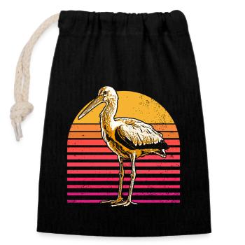 Stork - Closable cotton gift bag (14x20cm) - black - Front