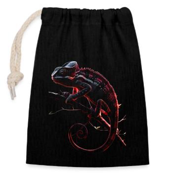Caméléon motif animal amoureux des animaux reptile lézard - Sac cadeau en coton avec cordon (14 x 20 cm) - noir - Devant