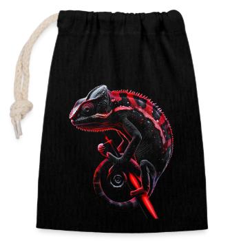 Caméléon motif animal amoureux des animaux reptile lézard - Sac cadeau en coton avec cordon (14 x 20 cm) - noir - Devant