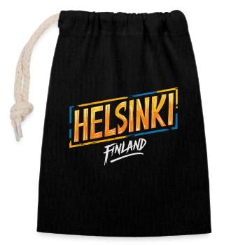 Helsinki Finland Souvenir - Closable cotton gift bag (14x20cm) - black - Front