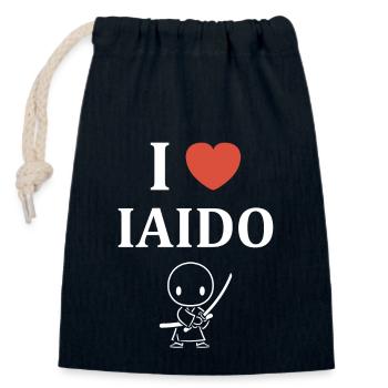 iaido - Verschließbarer Geschenkbeutel aus Baumwolle (14x20cm) - Navy - Vorne