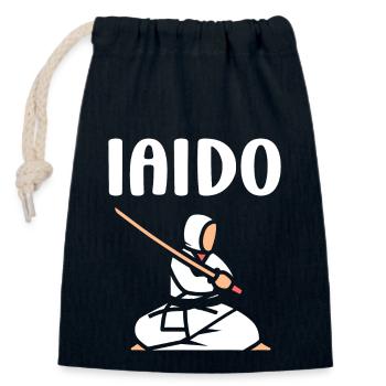 iaido - Verschließbarer Geschenkbeutel aus Baumwolle (14x20cm) - Navy - Vorne