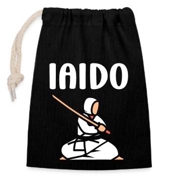 iaido - Verschließbarer Geschenkbeutel aus Baumwolle (14x20cm) - Schwarz - Vorne