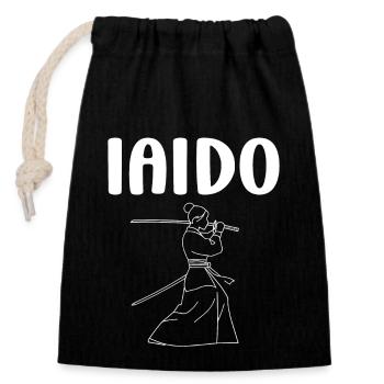 iaido - Verschließbarer Geschenkbeutel aus Baumwolle (14x20cm) - Schwarz - Vorne