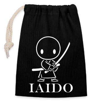 iaido - Verschließbarer Geschenkbeutel aus Baumwolle (14x20cm) - Schwarz - Vorne