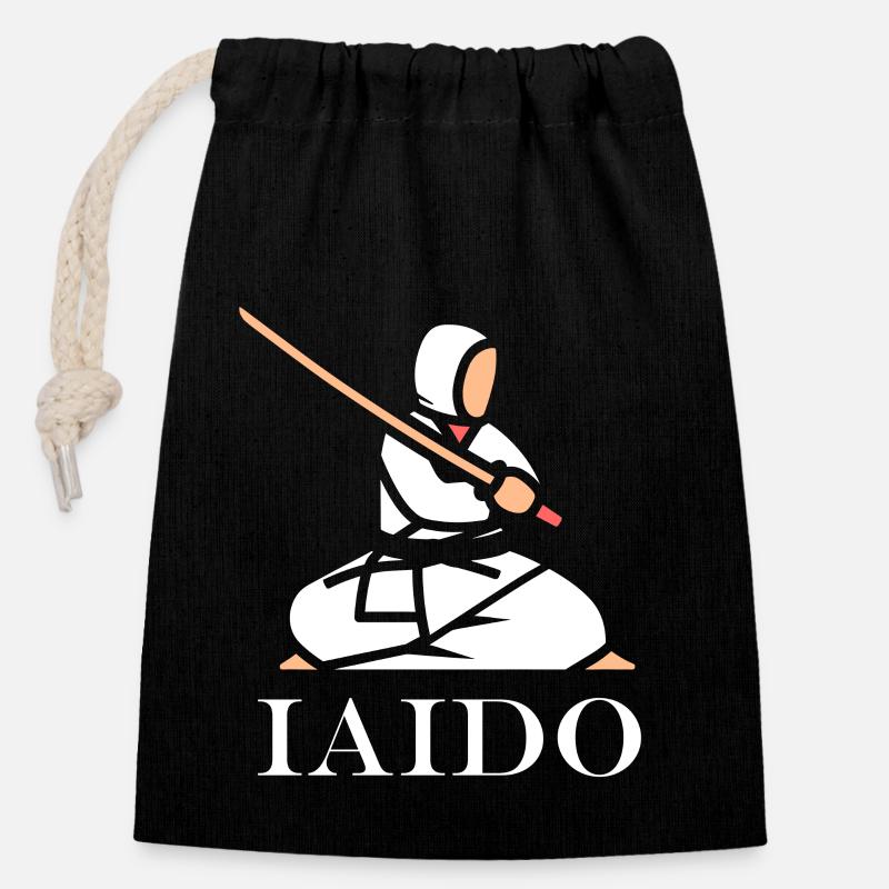 iaido - Closable cotton gift bag (14x20cm) - black