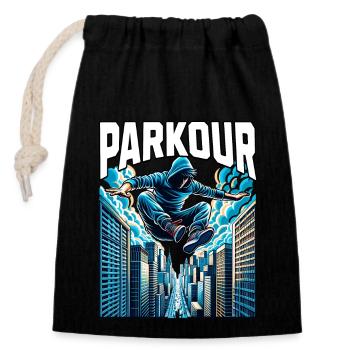 Parkour - Closable cotton gift bag (14x20cm) - black - Front