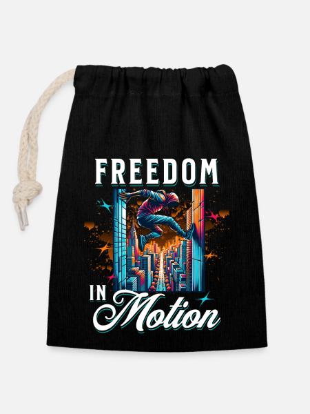 Parkour - Sac cadeau en coton avec cordon (14 x 20 cm) - noir