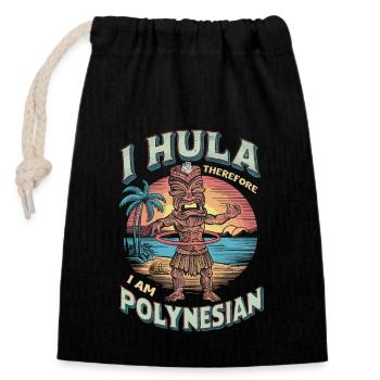 I Hula Therefore I Am Polynesian - Closable cotton gift bag (14x20cm) - black - Front