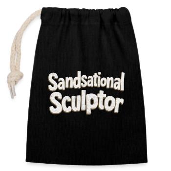 Sculpteurs de sable professionnels sur la plage du - Sac cadeau en coton avec cordon (14 x 20 cm) - noir - Devant