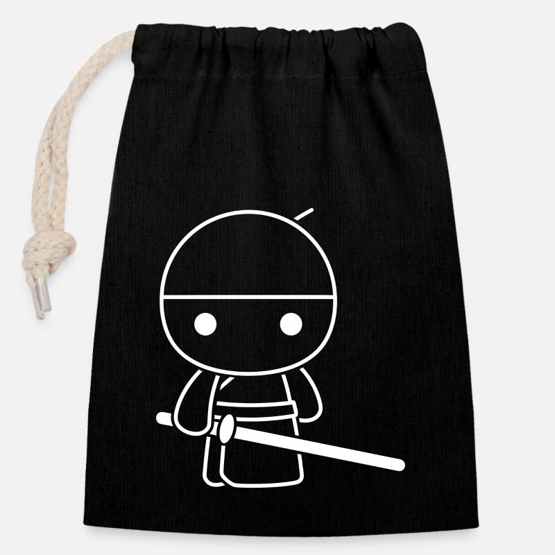 KENDO - Closable cotton gift bag (14x20cm) - black