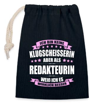 Ich Bin Keine Klugscheisserin Redakteurin Zeitung - Verschließbarer Geschenkbeutel aus Baumwolle (14x20cm) - Navy - Vorne