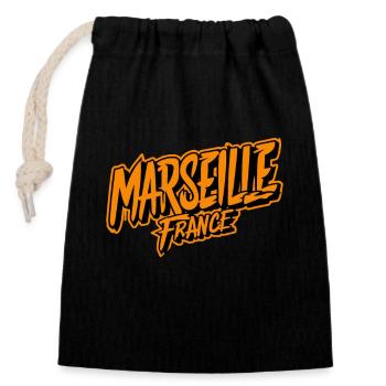 Marseille France Souvenir Highlight - Closable cotton gift bag (14x20cm) - black - Front