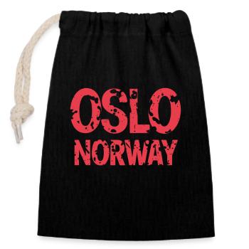 Oslo Norvège Souvenir - Sac cadeau en coton avec cordon (14 x 20 cm) - noir - Devant