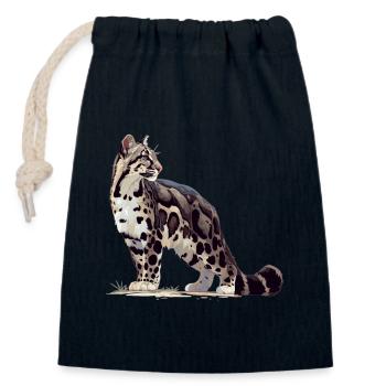 Clouded Leopard Nebelparder - Closable cotton gift bag (14x20cm) - navy - Front