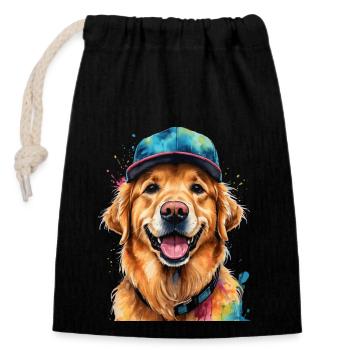 Golden Retriever Snapback Cap Dog Design Print - Closable cotton gift bag (14x20cm) - black - Front