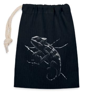 Caméléon motif animal amoureux des animaux reptile lézard - Sac cadeau en coton avec cordon (14 x 20 cm) - bleu marine - Devant