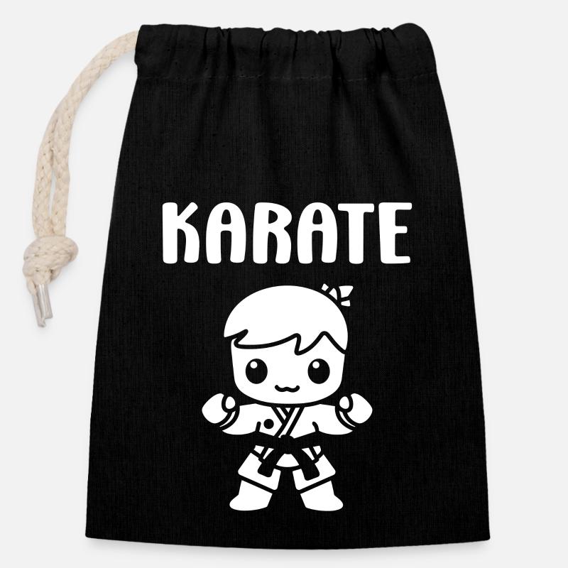 karate - Closable cotton gift bag (14x20cm) - black