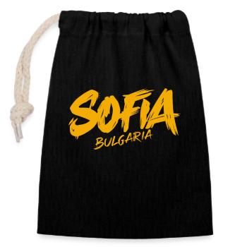 Sofia Bulgarie Souvenir - Sac cadeau en coton avec cordon (14 x 20 cm) - noir - Devant