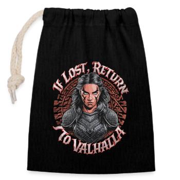 En cas de perte de retour au Valhalla - Sac cadeau en coton avec cordon (14 x 20 cm) - noir - Devant