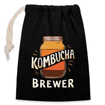 Kombucha Brewer Enthusiast - Closable cotton gift bag (14x20cm) - black - Front