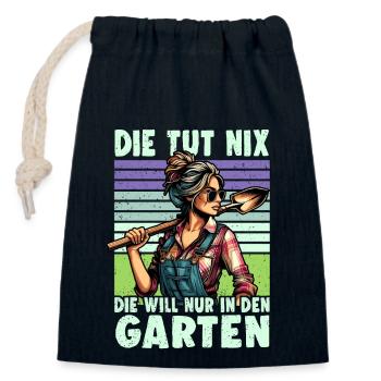 Garten Geschenk Gärtnerin Geburtstag Geschenk - Verschließbarer Geschenkbeutel aus Baumwolle (14x20cm) - Navy - Vorne