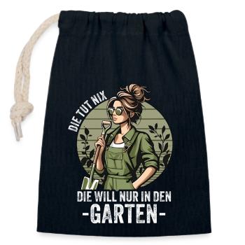 Garten Geschenk Gärtnerin Geburtstag Geschenk - Verschließbarer Geschenkbeutel aus Baumwolle (14x20cm) - Navy - Vorne