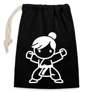 Karate - Verschließbarer Geschenkbeutel aus Baumwolle (14x20cm) - Schwarz - Vorne