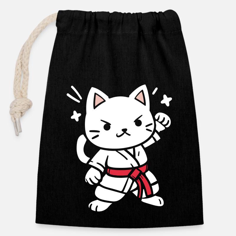 karate - Sac cadeau en coton avec cordon (14 x 20 cm) - noir