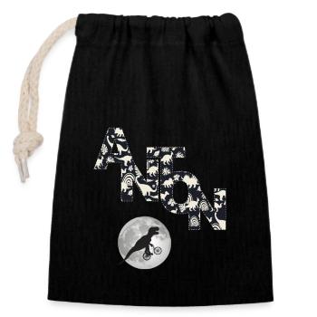 ANTON - Beau prénom de garçon avec dinosaure - Sac cadeau en coton avec cordon (14 x 20 cm) - noir - Devant