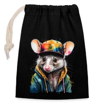 Casquette Opossum Snapback Cool Animal Design Imprimé - Sac cadeau en coton avec cordon (14 x 20 cm) - noir - Devant