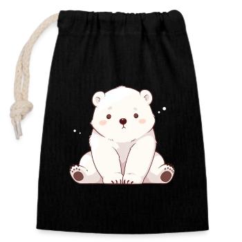 Polar Bear Eisbären Eisbär - Verschließbarer Geschenkbeutel aus Baumwolle (14x20cm) - Schwarz - Vorne