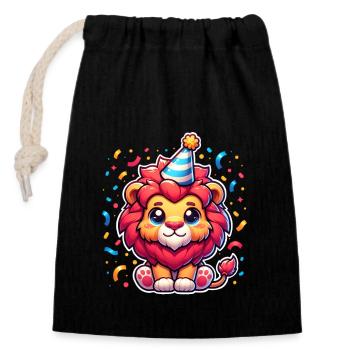 Confettis d’anniversaire Leo - Sac cadeau en coton avec cordon (14 x 20 cm) - noir - Devant